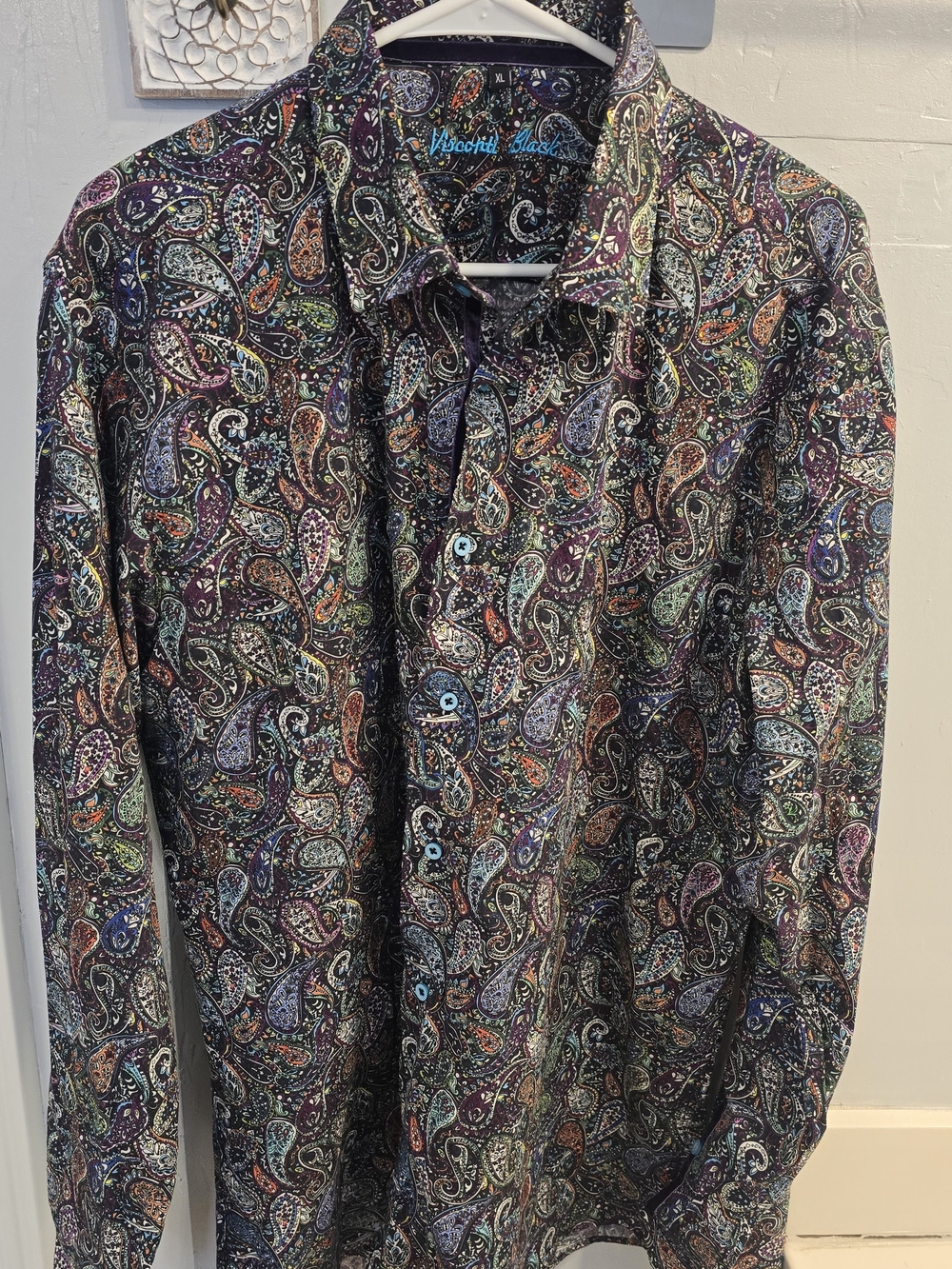 Visconti Black Paisley Print Button-Down
